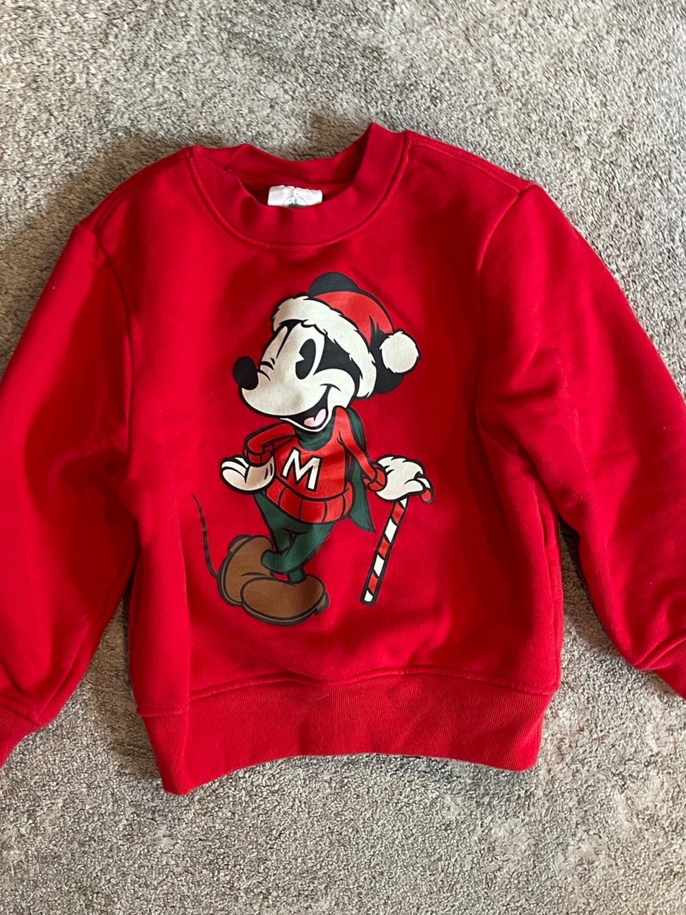 Disney Parks Bright Red Mickey Graphic Christmas Holiday Sweatshirt